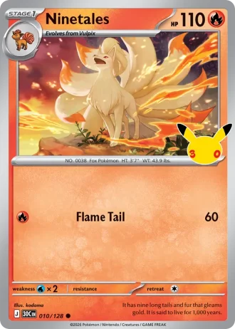 Ninetales #010/128 — 30th Celebration