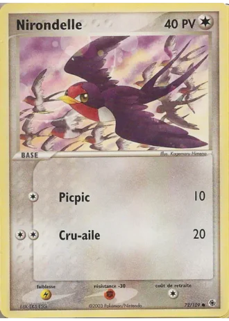 Nirondelle #72/109 — EX Rubis & Saphir