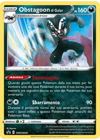 Obstagoon di Galar SWSH059 — Spada e Scudo Promos