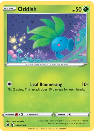 Oddish #001/159 — Crown Zenith