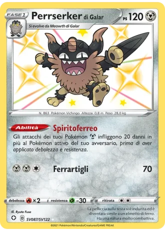 Perrserker di Galar SV087/122 — Tesoro Cromatico (Destino Splendente)