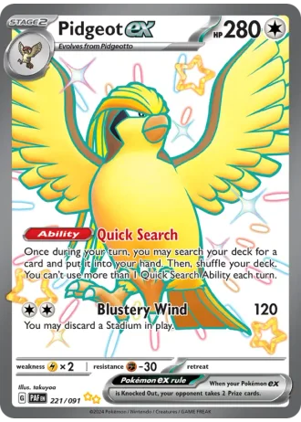 Pidgeot ex #221 — Paldean Fates