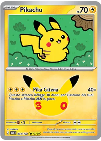 Pikachu #034/128 — 30° Anniversario