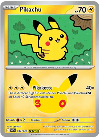 Pikachu #034/128 — 30 Jahre