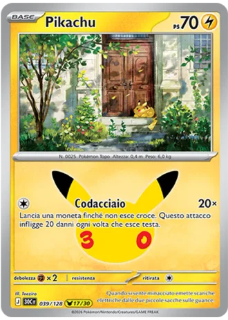 Pikachu #039/128 — 30° Anniversario