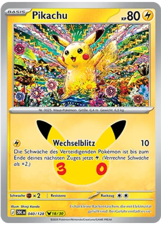Pikachu #040/128 — 30 Jahre