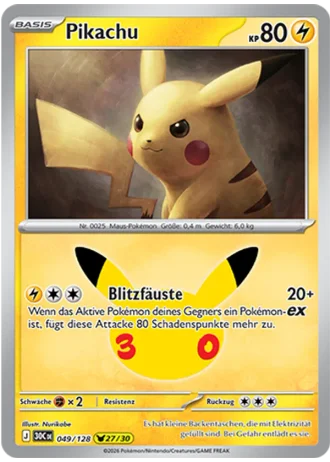 Pikachu #049/128 — 30 Jahre