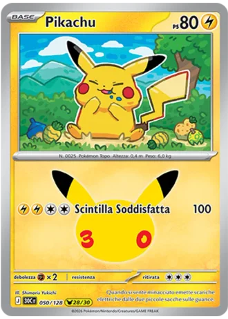 Pikachu #050/128 — 30° Anniversario