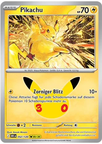 Pikachu #052/128 — 30 Jahre