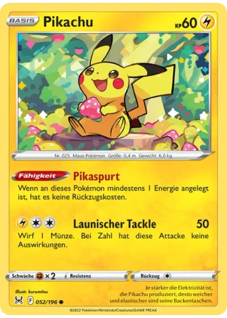 Pikachu #052/196 — Verlorener Ursprung