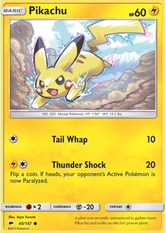 Pikachu #40/147 — Burning Shadows