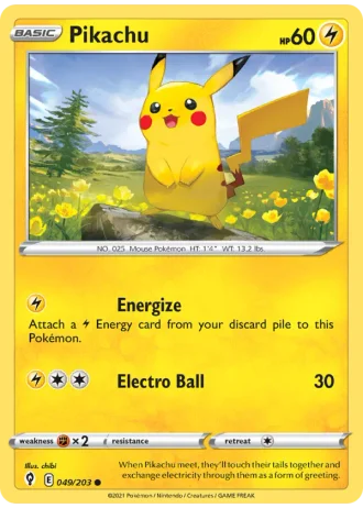 Pikachu #49/203 — Evolving Skies