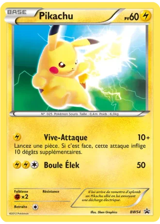 Pikachu BW54 — Noir & Blanc Promos