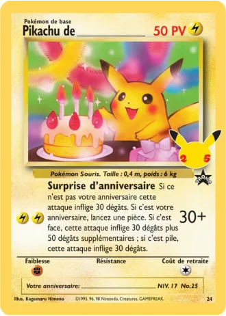 Pikachu de _____ #24/53 — Collection Classique (Célébrations)