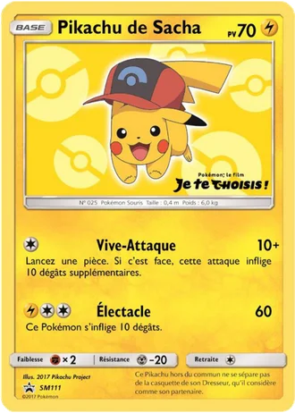 Pikachu de Sacha SM111 — Soleil & Lune Promos
