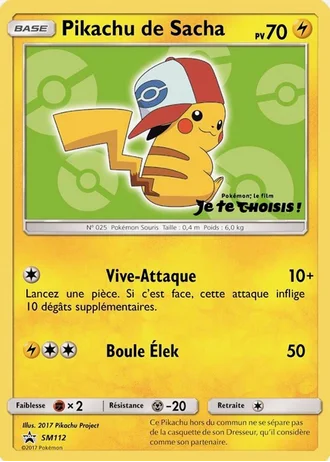 Pikachu de Sacha SM112 — Soleil & Lune Promos
