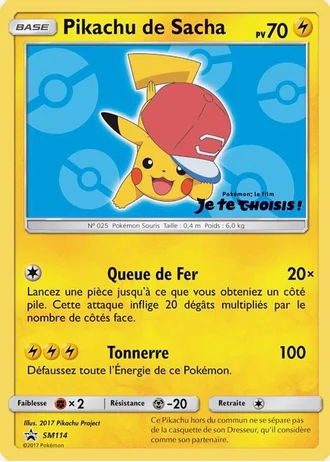 Pikachu de Sacha SM114 — Soleil & Lune Promos