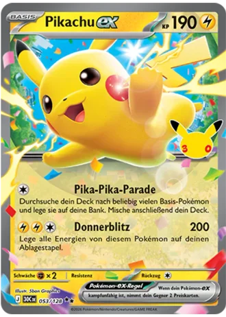 Pikachu-ex #053/128 — 30 Jahre