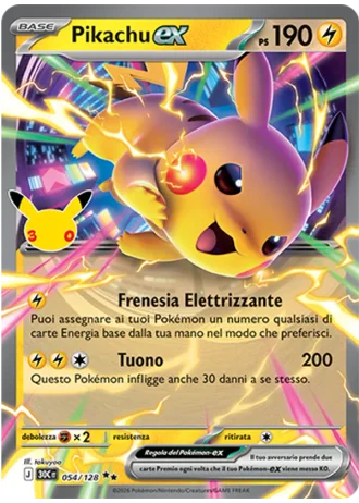 Pikachu-ex #054 — 30° Anniversario