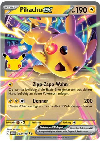 Pikachu-ex #054/128 — 30 Jahre