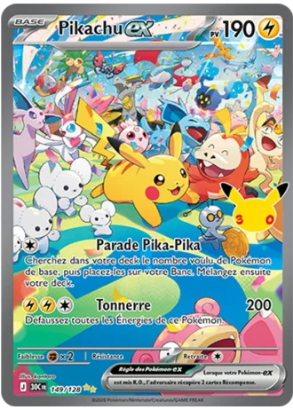 Pikachu-ex #149/128 — 30e Anniversaire
