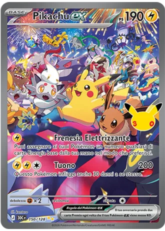 Pikachu-ex #150/128 — 30° Anniversario