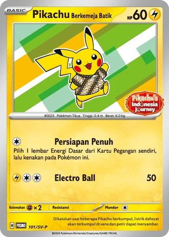 Pikachu Wearing a Batik Shirt #101/SV-P — Kartu Promo