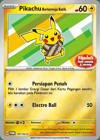 Pikachu Wearing a Batik Shirt #191/SV-P — Kartu Promo