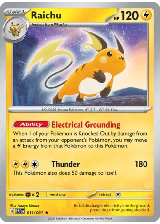 Raichu #019/91 — Paldean Fates