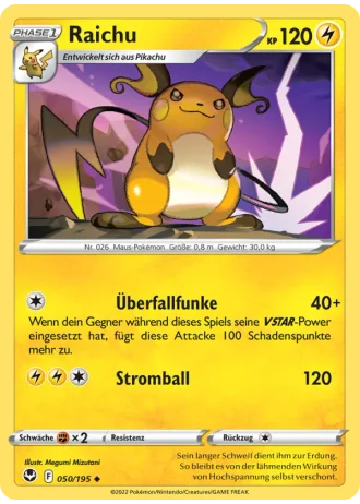 Raichu #050/195 — Silberne Sturmwinde