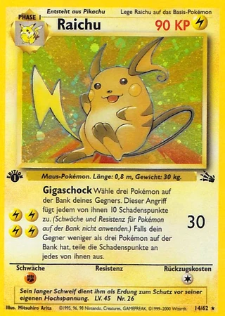 Raichu (1. Edition) #14 — Fossil (1. Edition)