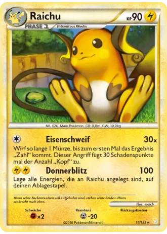 Raichu #10/123 — HeartGold SoulSilver
