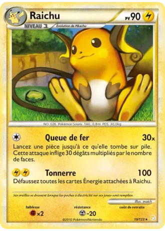 Raichu #10/123 — HeartGold SoulSilver