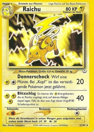 Raichu #21/64 — Neo Revelation