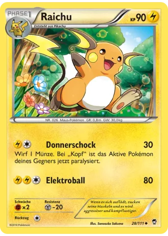 Raichu #28/111 — Fliegende Fäuste