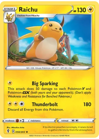 Raichu #50/203 — Evolving Skies
