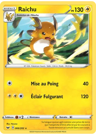 Raichu #66/202 — Épée et Bouclier