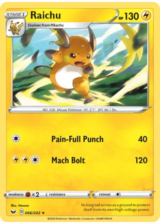 Raichu #66/202 — Sword & Shield