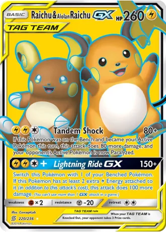Raichu & Alolan Raichu GX #220/236 — Unified Minds