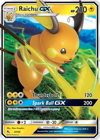 Raichu GX #20/68 — Hidden Fates