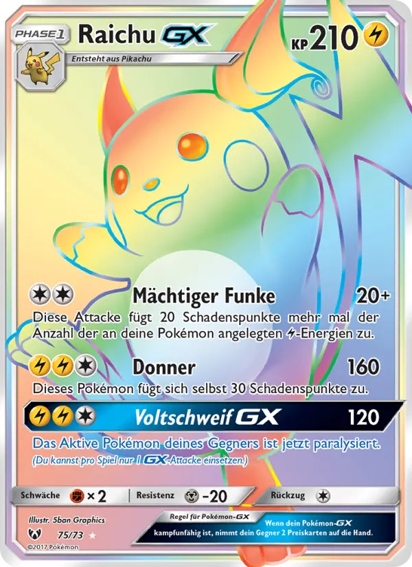 Raichu GX #75 — Schimmernde Legenden