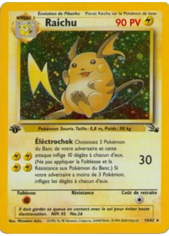 Raichu (première édition) #14/62 — Fossile (1ère Édition)