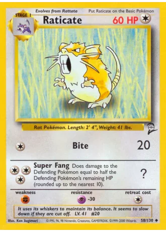 Raticate #58 — Base Set 2