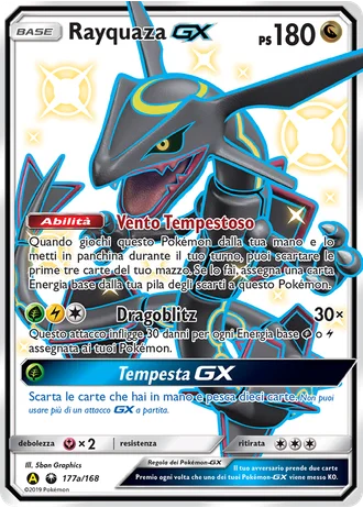 Rayquaza GX #177a — Carta alternativa A gialla