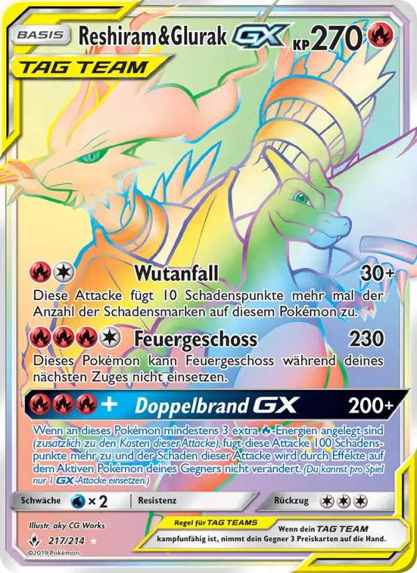 Reshiram & Glurak GX #217 — Kräfte im Einklang