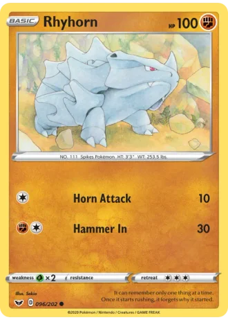 Rhyhorn #96/202 — Sword & Shield