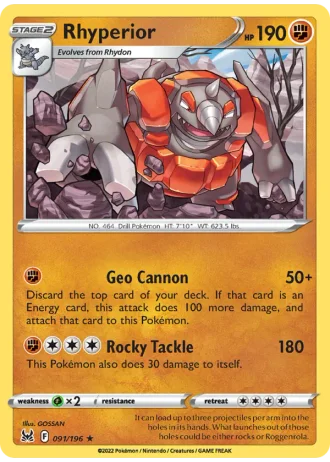 Rhyperior #091/196 — Lost Origin