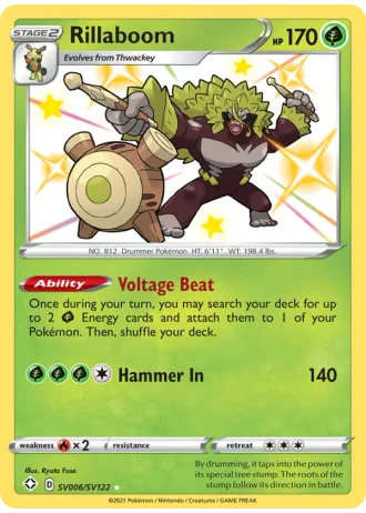Rillaboom SV006/122 — Shiny Vault (Shining Fates)