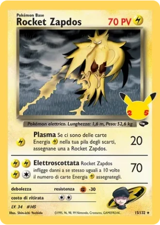 Rocket Zapdos #15/132 — Collezione Classica (Celebrazioni)