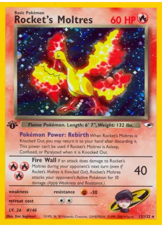 Rocket's Moltres (1st Edition) #12/132 — Gym Heroes (1st Edition)